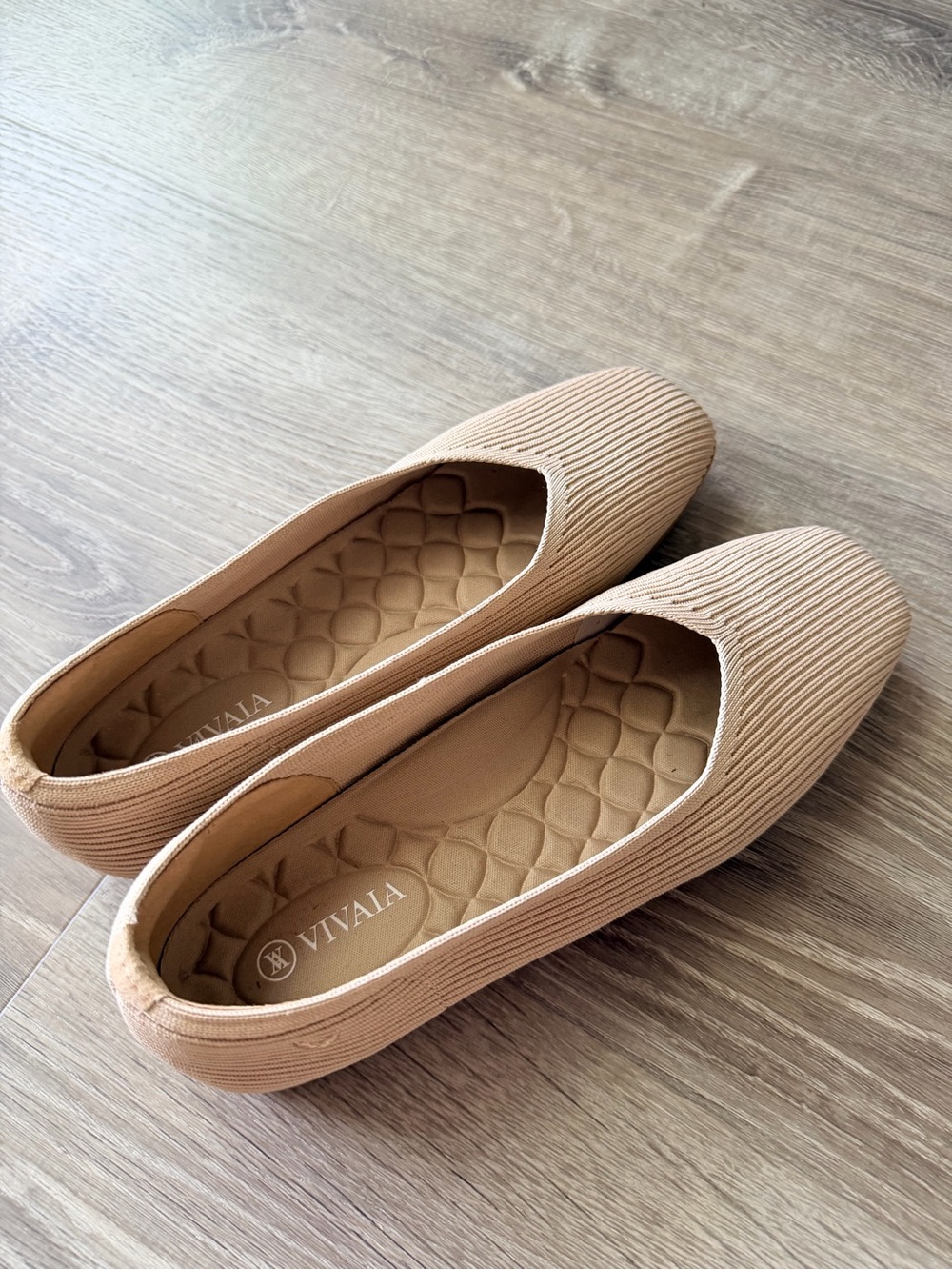 Vivaia Women's Beige Slip-On Ballet Flats